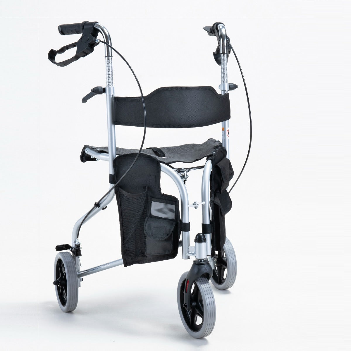 Folding Tri Walker With Seat and bag -Silver