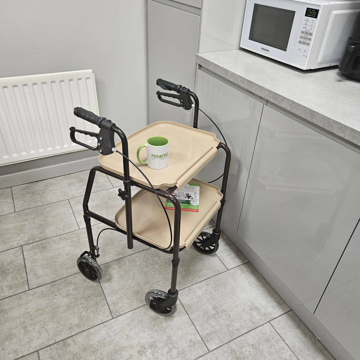 Mobility Trolley Walking Frame Indoor Rollator with trays and brakes
