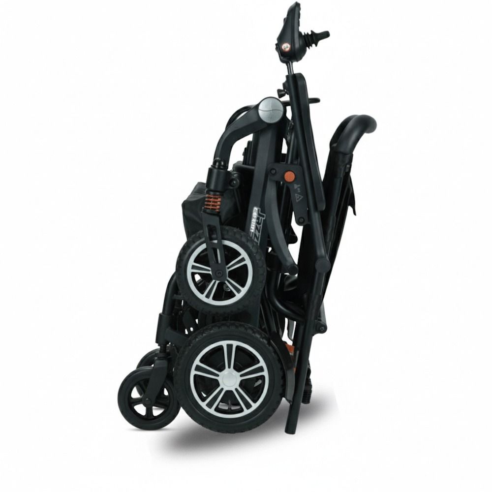 Folded wheelchair on a white background