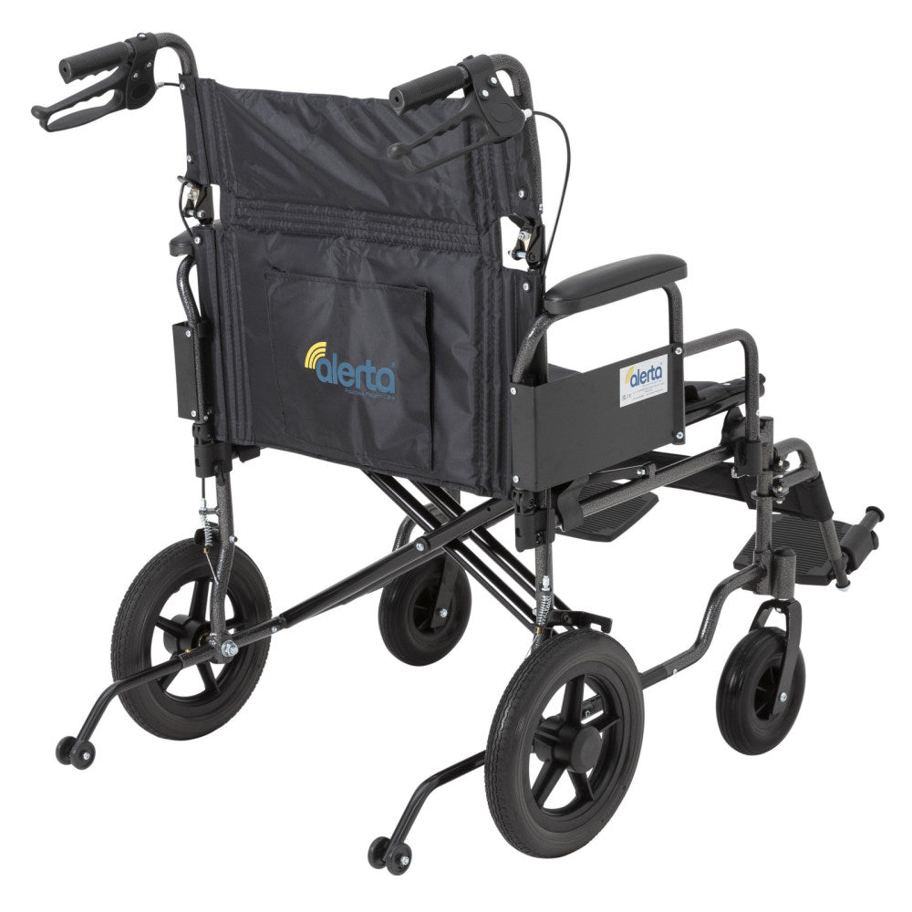 Aluminium Heavy duty extra wide transit wheelchair - Takes upto 28 stone users