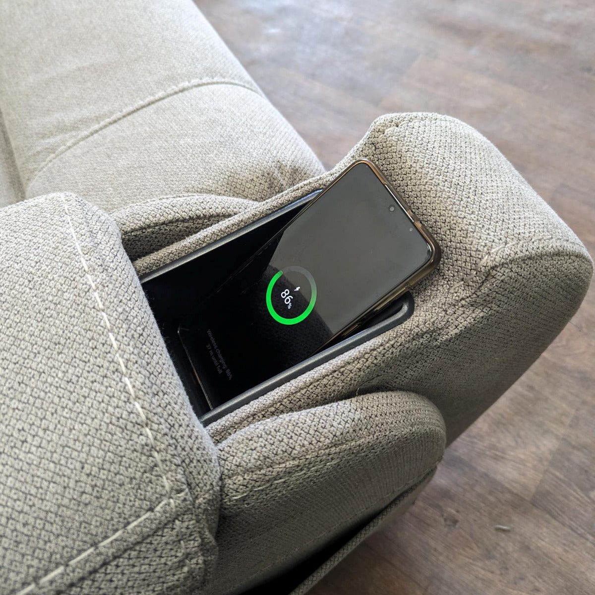 Atlas Fabric Rise Recliner Chair head and lumbar support and wireless charging