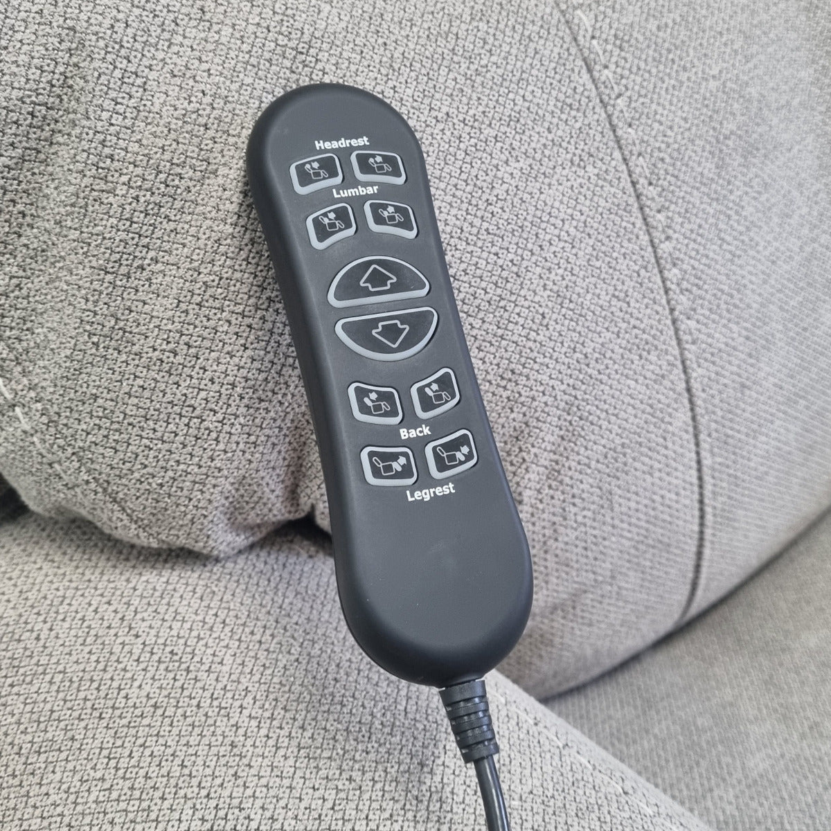 Atlas Fabric Rise Recliner Chair head and lumbar support and wireless charging