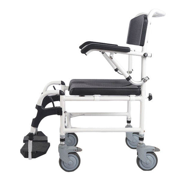 Attendant controlled wheeled shower commode chair