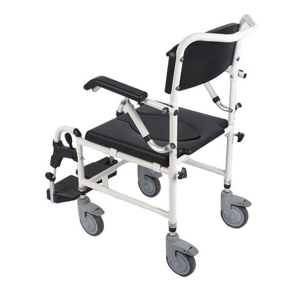 Attendant controlled wheeled shower commode chair