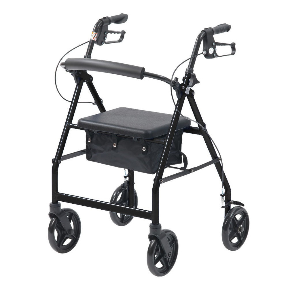 Lightweight Aluminium folding rollator Black 18cm wheels