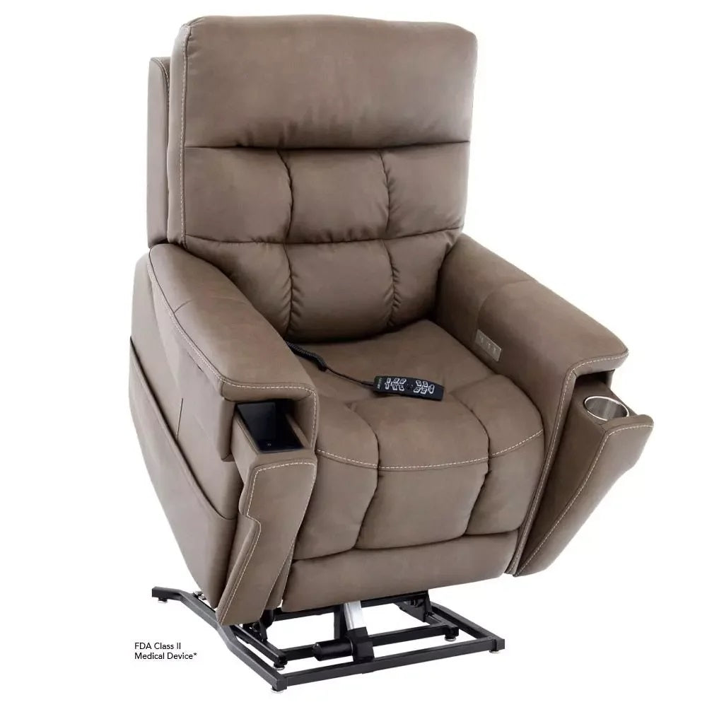 The Ultra 5 Motor High leg Lift Rise Recliner Chair with Heat and Massage-Large-Cappuccino