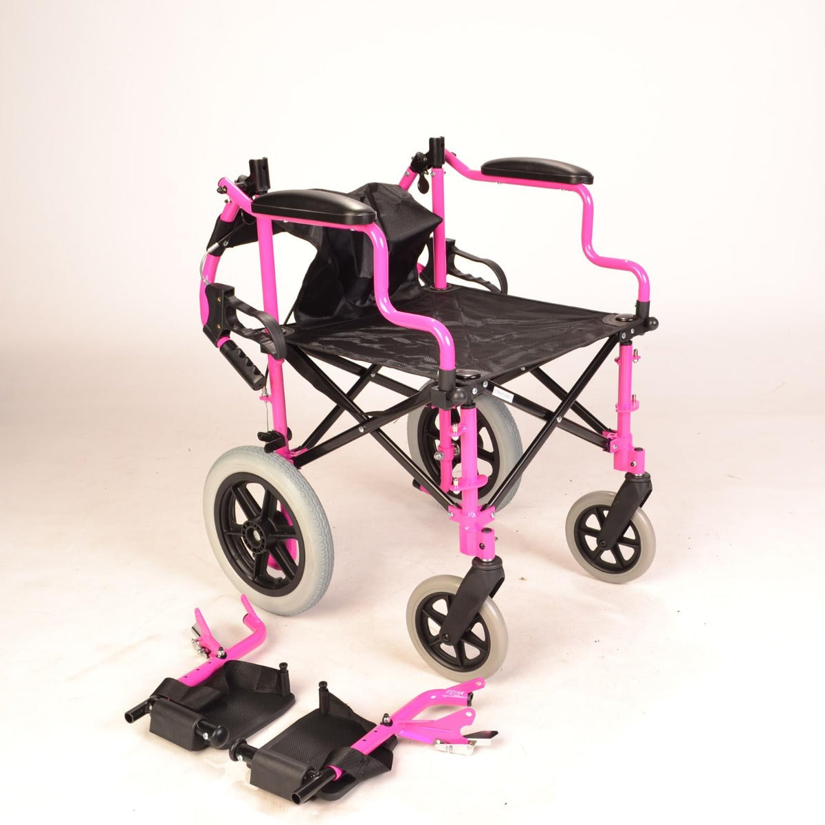 Deluxe Pink Wheelchair in a bag with handbrakes