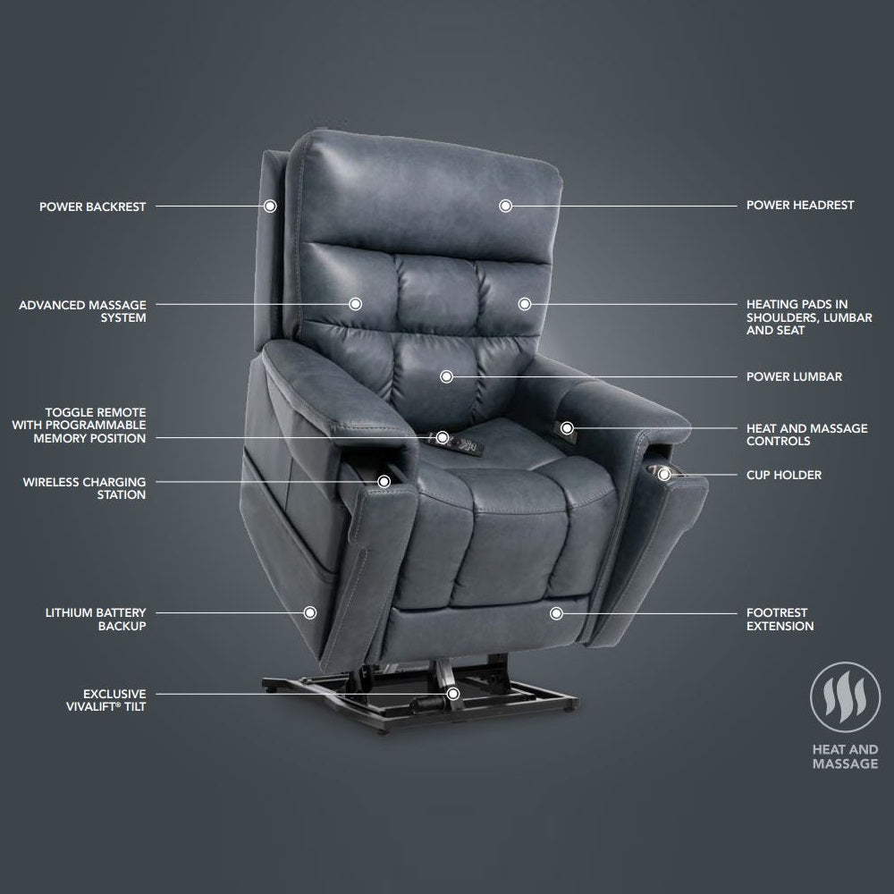 The Ultra 5 Motor High leg Lift Rise Recliner Chair with Heat and Massage