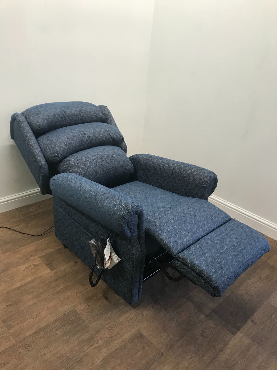 Primacare Dual Motor Waterfall Back Blue Fabric Demo