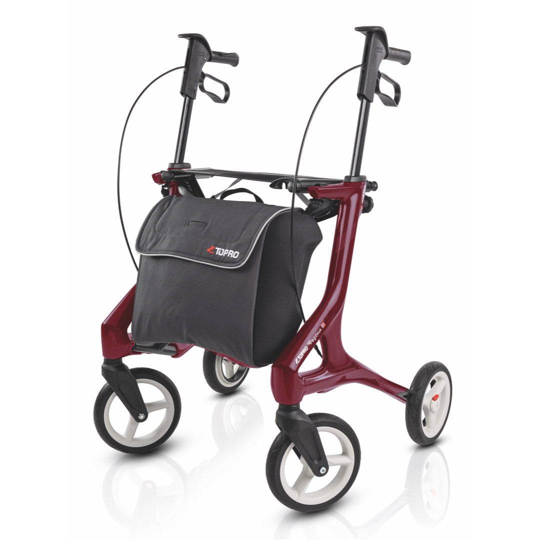 Topro Pegasus Carbon Fibre Rollator only 6.1kg - 7 Year Warranty-Red