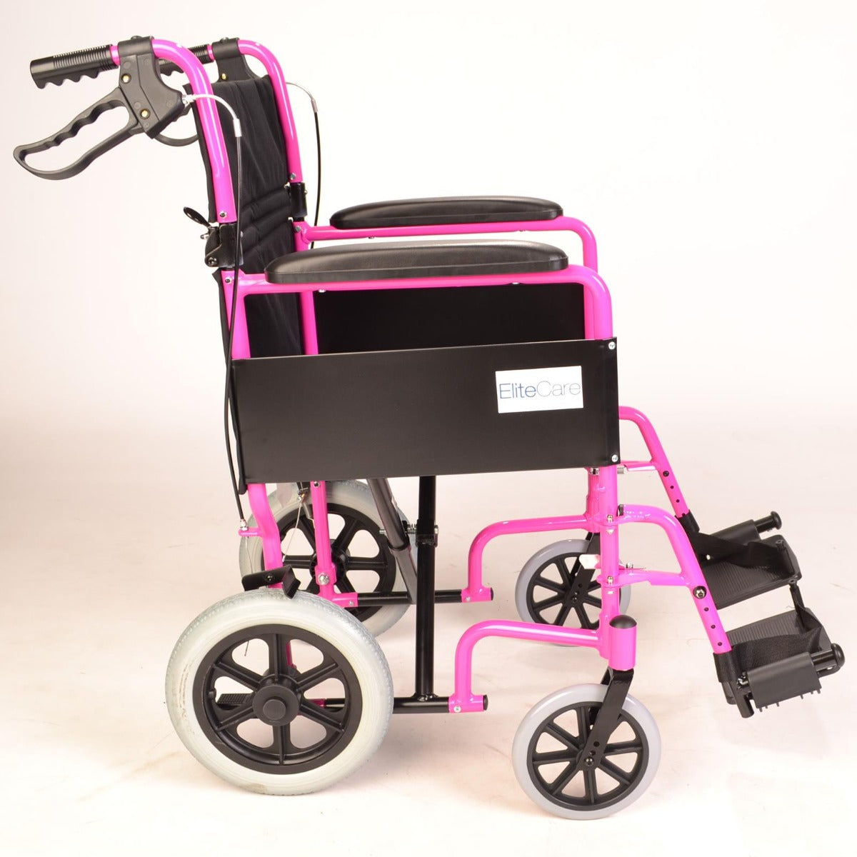 Lightweight Folding Pink Wheelchair - Side View