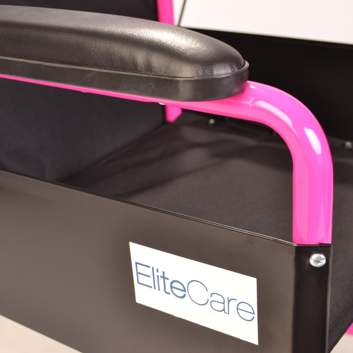 Lightweight Folding Pink Wheelchair - Armrest
