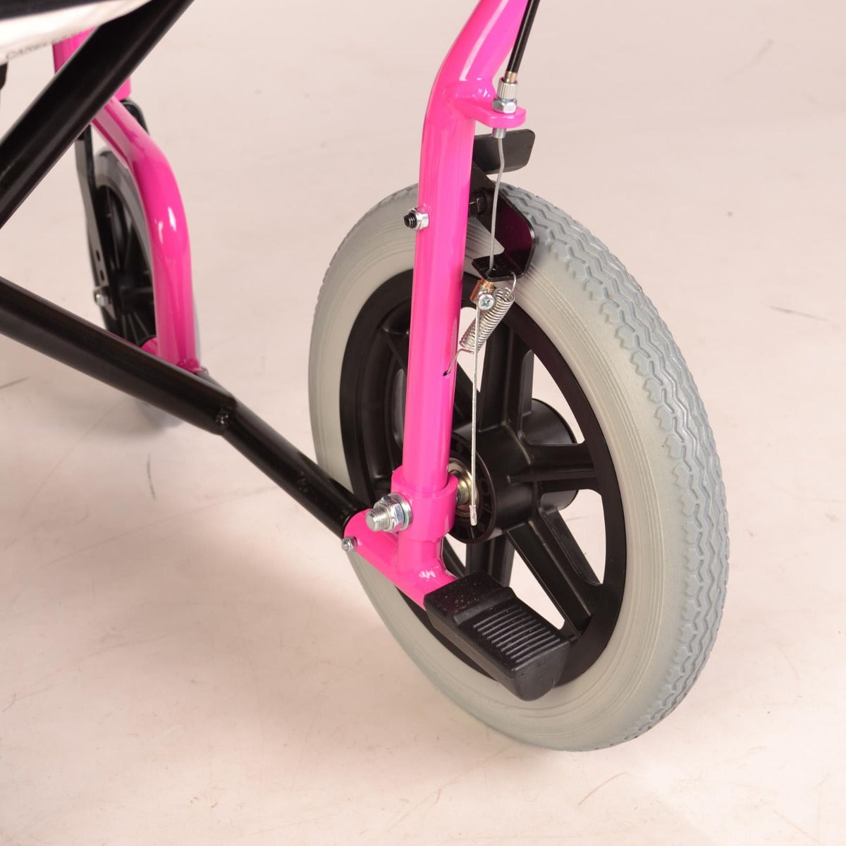 Lightweight Folding Pink Wheelchair - Wheels