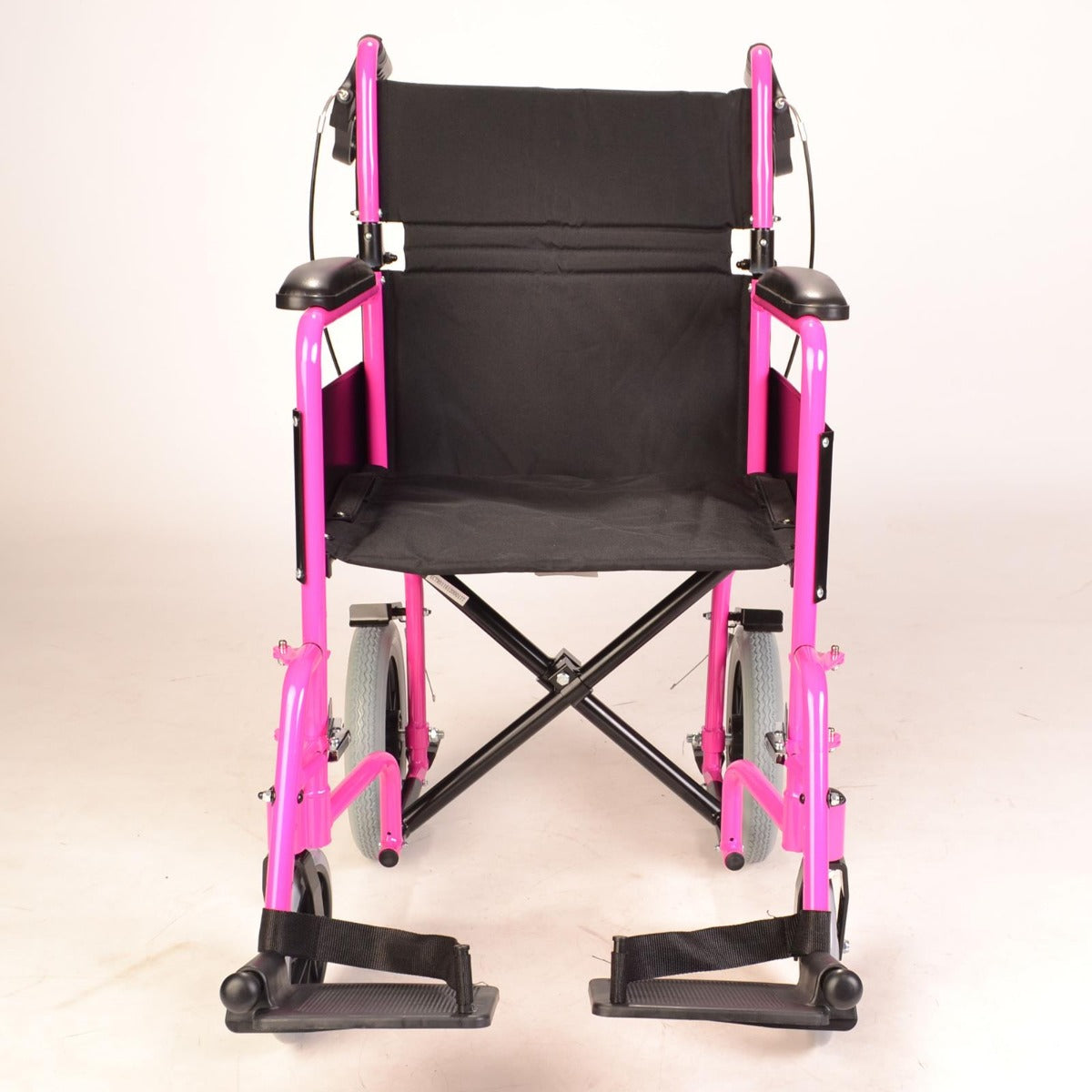 Lightweight Folding Pink Wheelchair - Front View