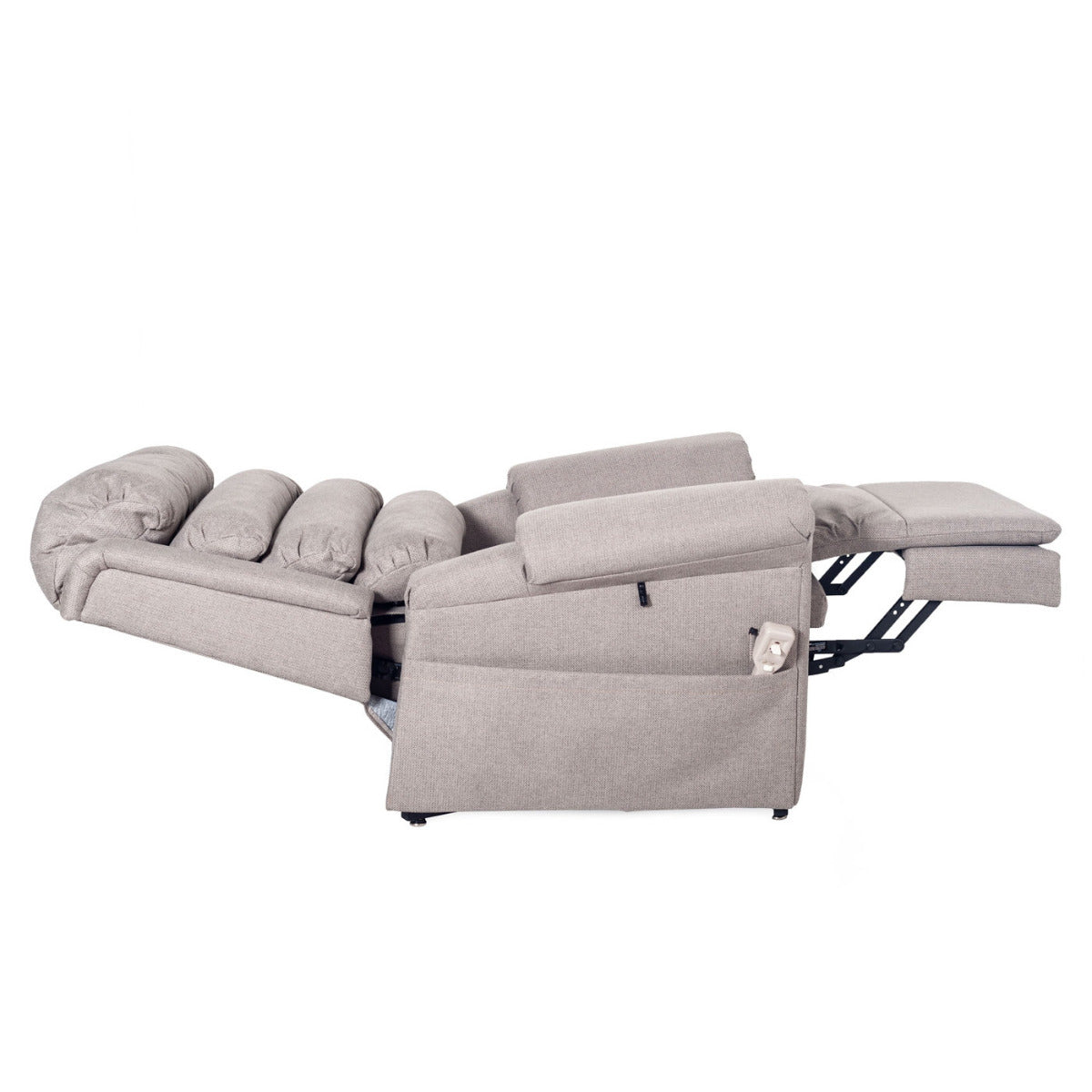 Pride 670 Steel Grey Fabric Dual Motor Rise Recline Armchair Demo