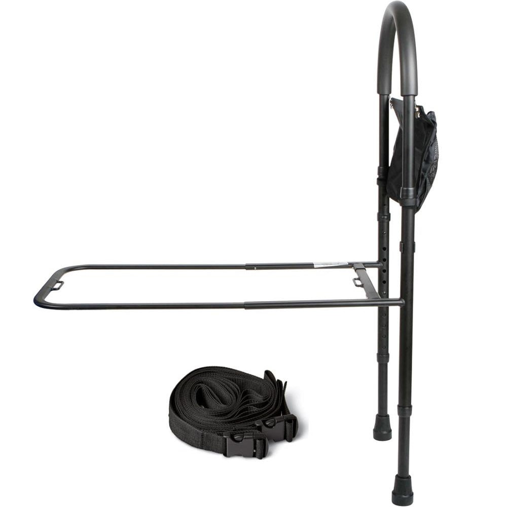 Safety bed rail mobility aid adjustable in height