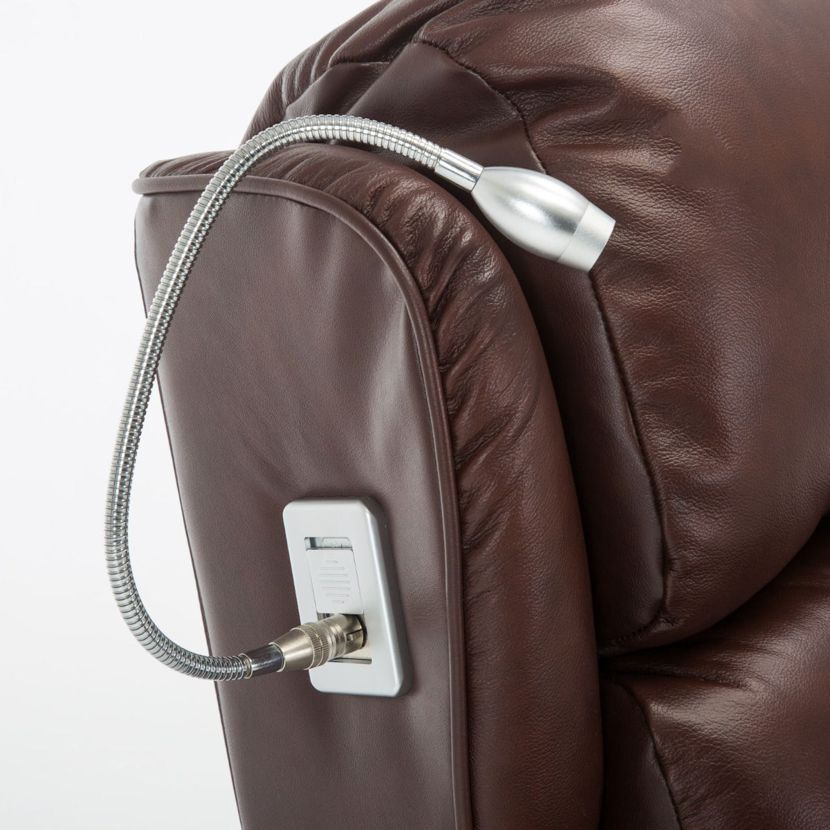 Stanbury Leather dual motor riser recliner chair with table, USB and lamp - Lamp