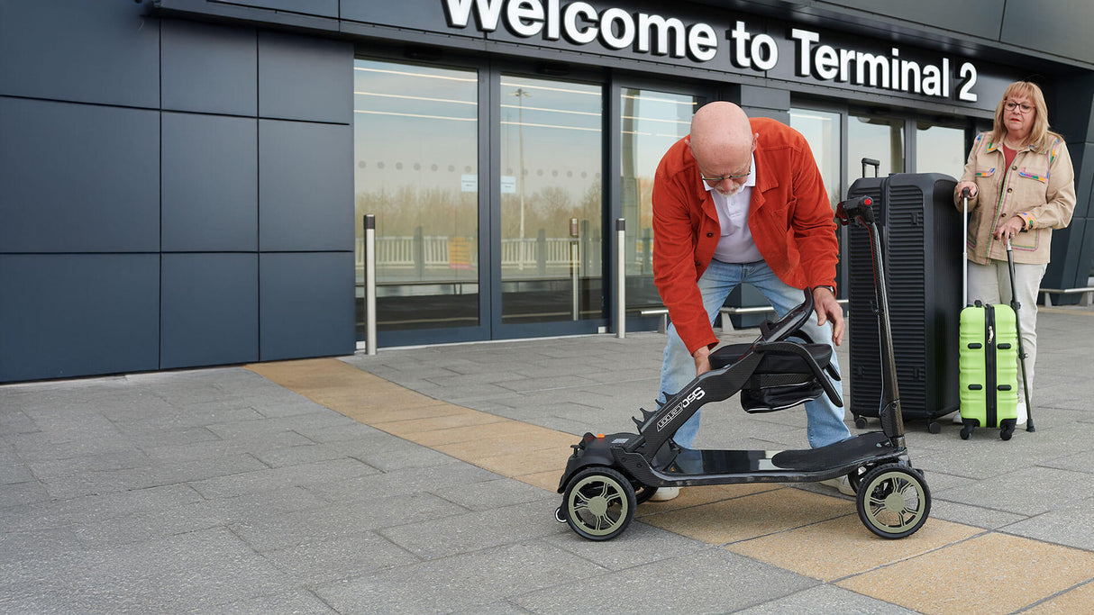 Sterling S50 Carbon Fibre Ultralight Travel Mobility Scooter and travel case