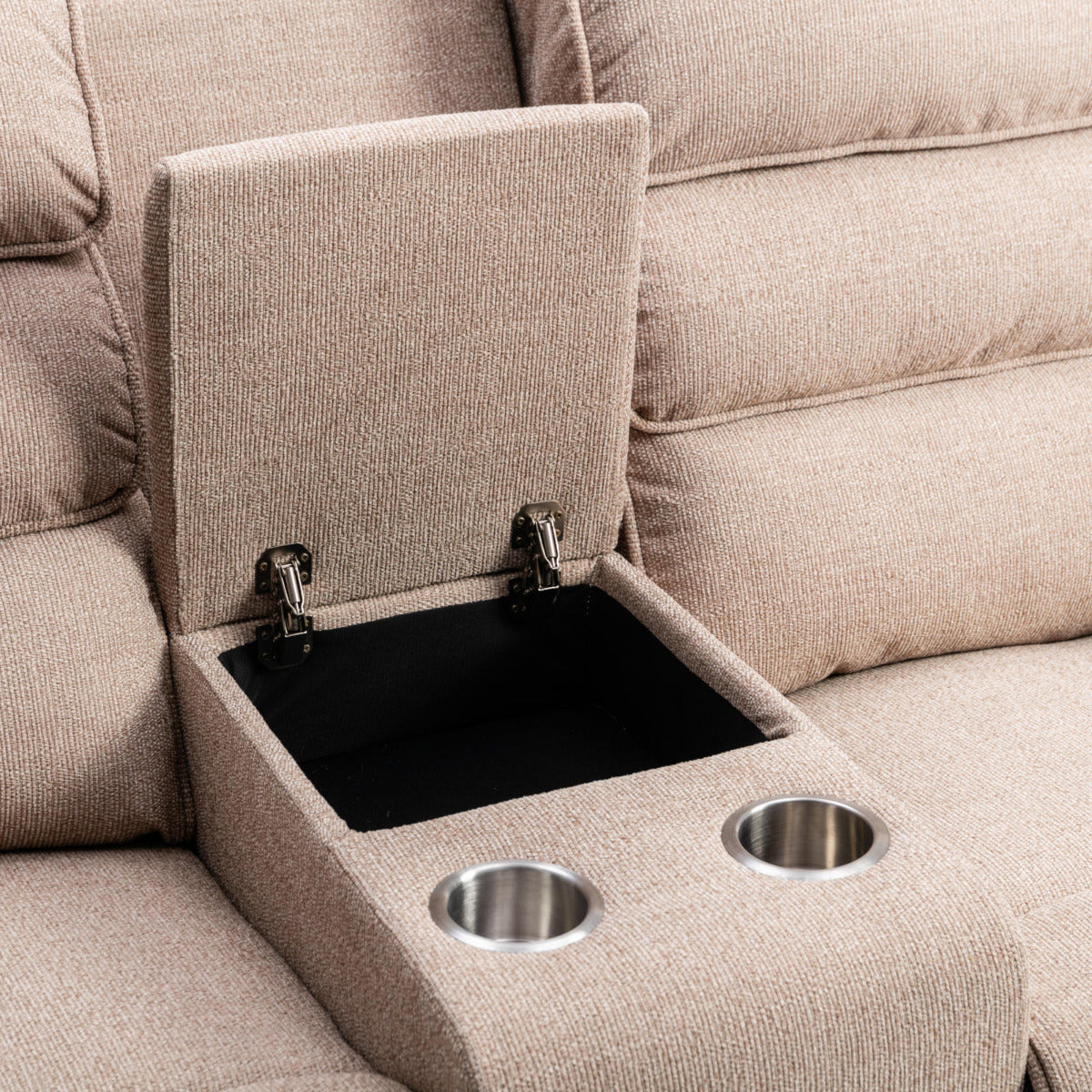 Thornton 2 Seater Dual Motor Riser Recliner Sofa with Centre Console-Wheat - Ex Demo
