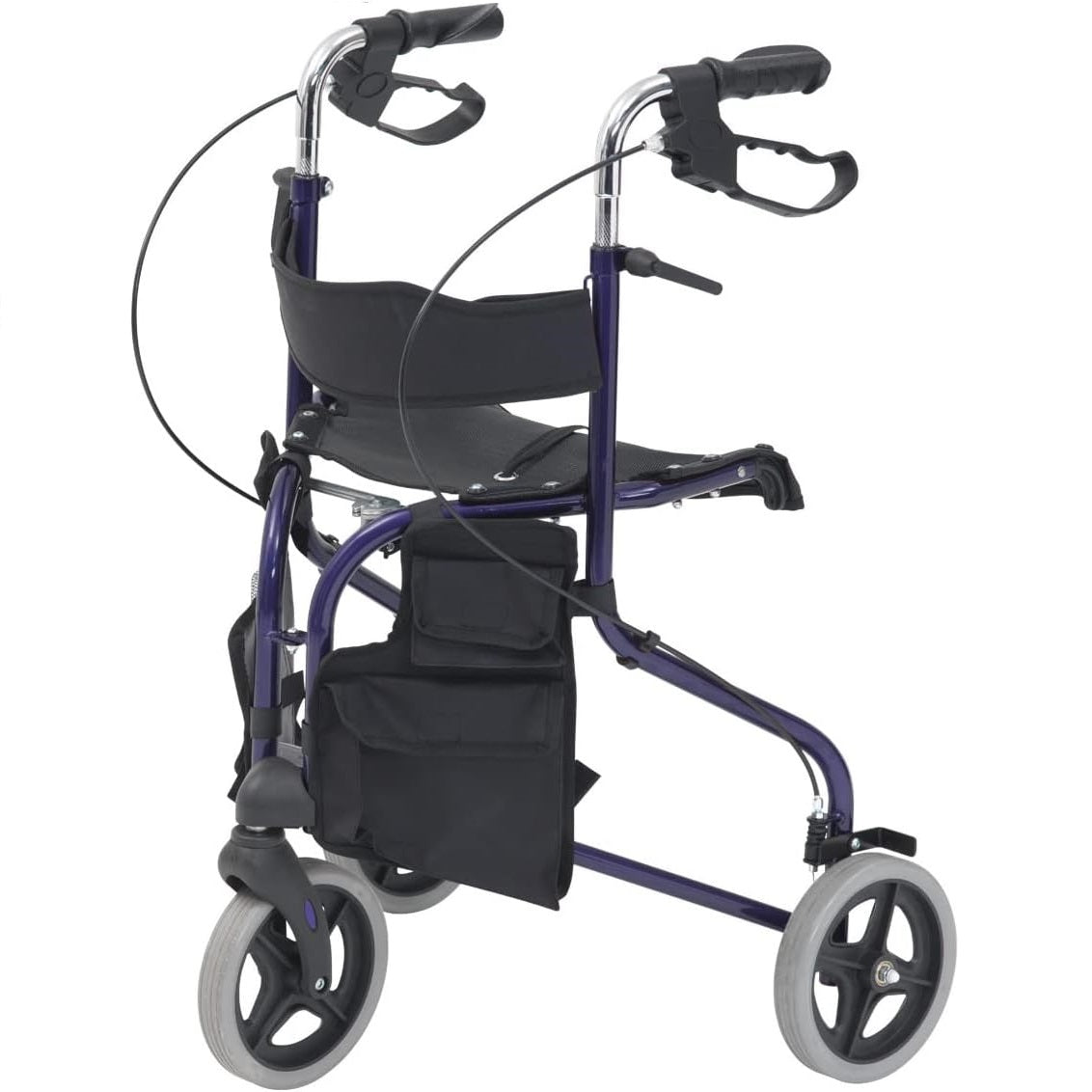 Folding Tri Walker With Seat and bag-Blue