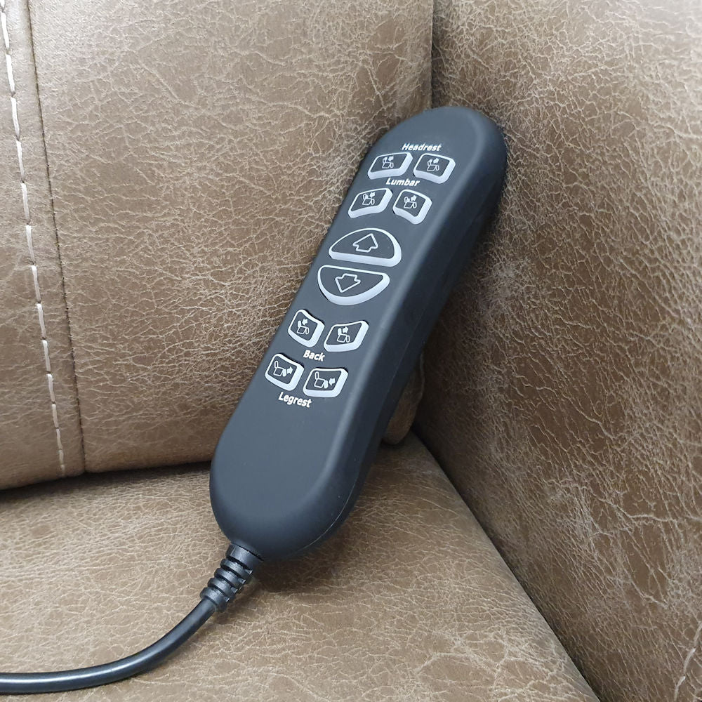 Westminster Leather Rise Recliner Chair powered headrest and lumbar - Controls