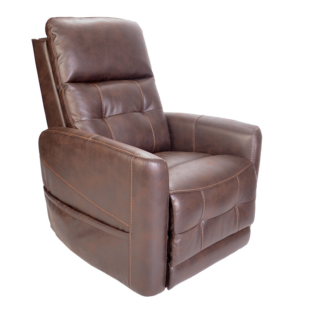 Westminster Leather Rise Recliner Chair powered headrest and lumbar - Dark