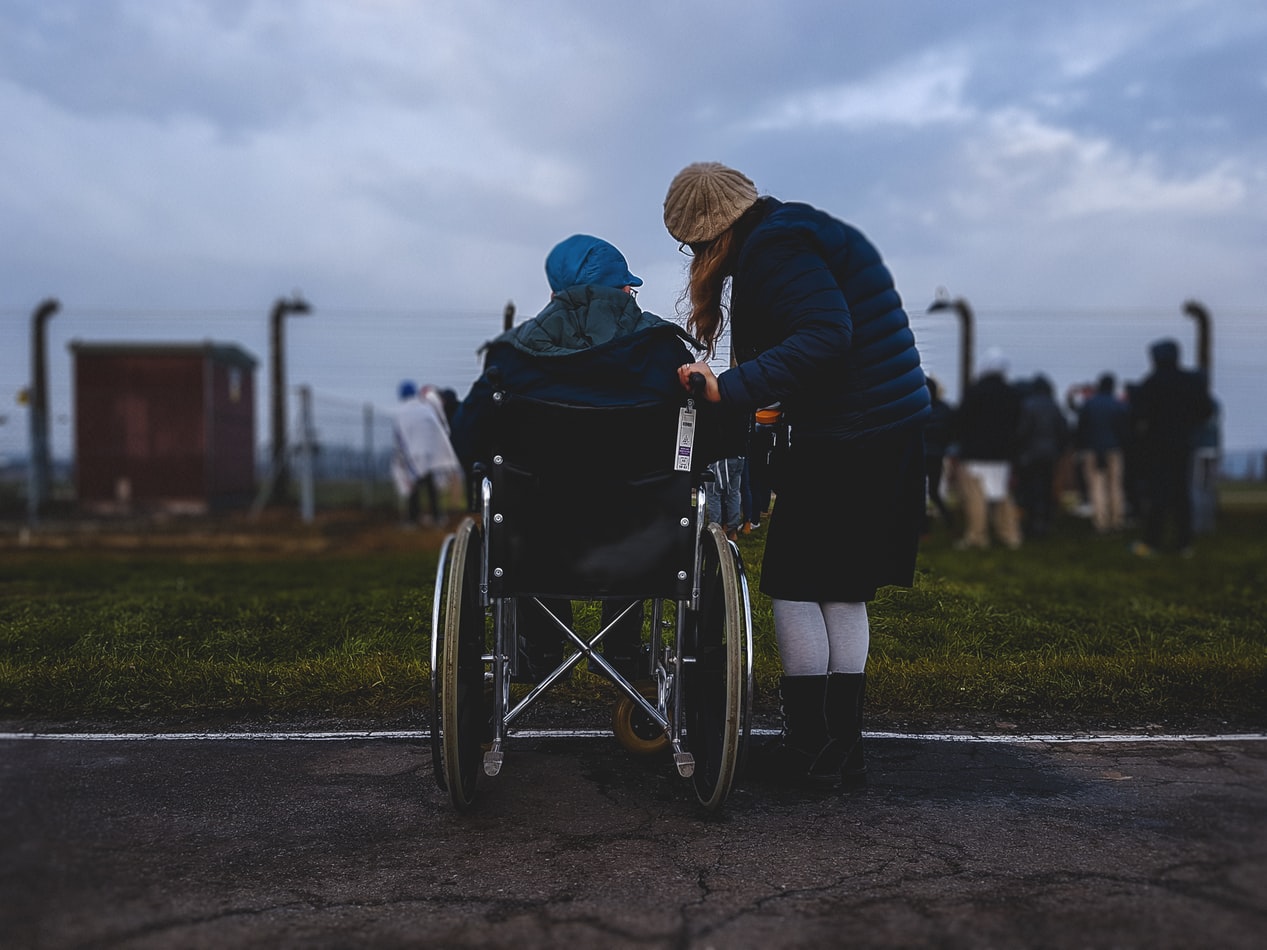Elderly man in wheelchair