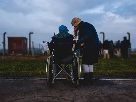 Elderly man in wheelchair
