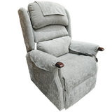 Gray recliner chair with armrests on a blank background