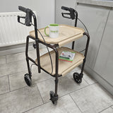 Mobility Trolley Walking Frame Indoor Rollator with trays and brakes