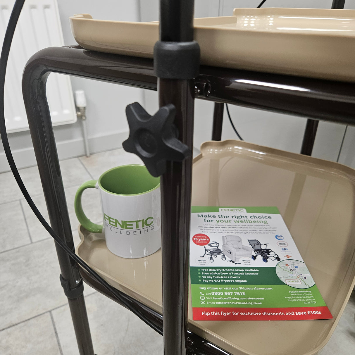 Mobility Trolley Walking Frame Indoor Rollator with trays and brakes