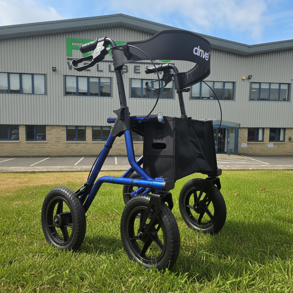 Drive Devilbiss Torro Outdoor Rollator with 12" treaded pneumatic tyres