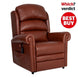 Brown leather recliner chair with 'Which? verdict BEST BUY' label on a white background