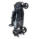 Black folding mobility scooter with wheels on a white background