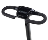 Black scooter handlebar with control panel on a white background