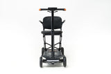 Black mobility scooter with seat on a white background