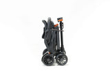 Black scooter with folded wheels on a white background
