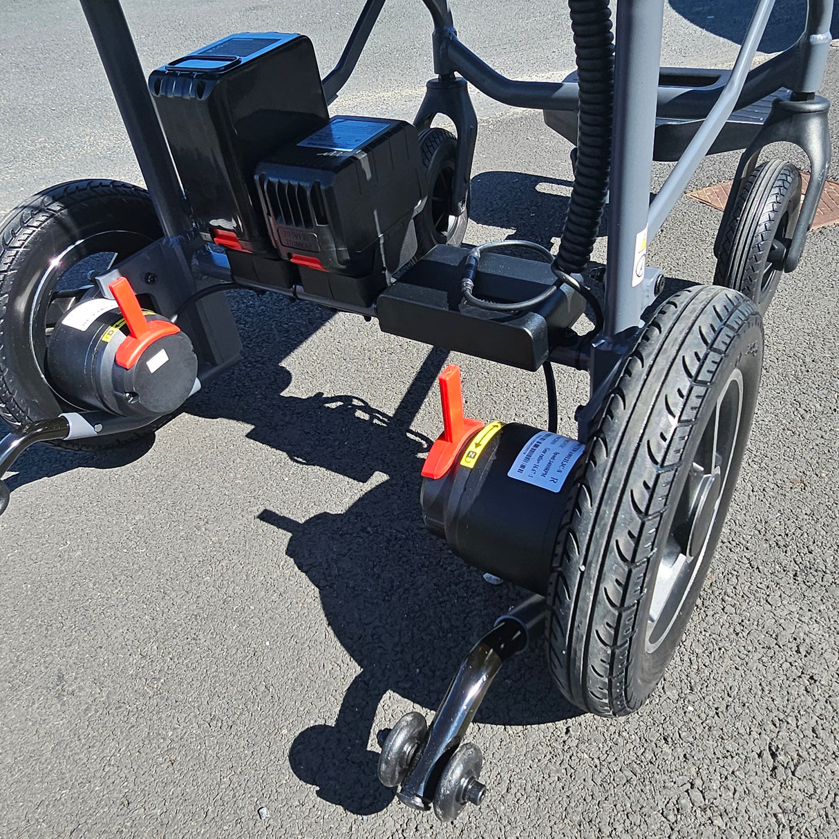 close up of electric wheelchair