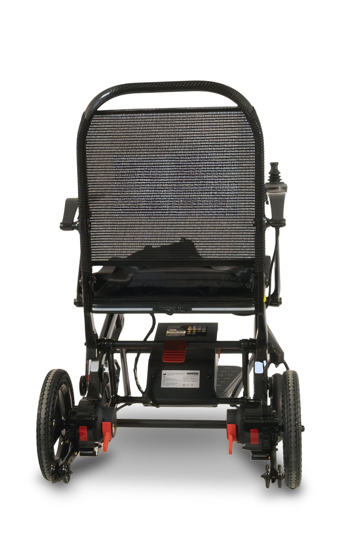 Black electric wheelchair on a white background