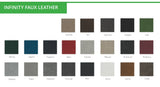 Colour swatches of Infinity Faux Leather in various shades.