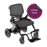 powerchair with 'Coming Soon' label on a transparent background