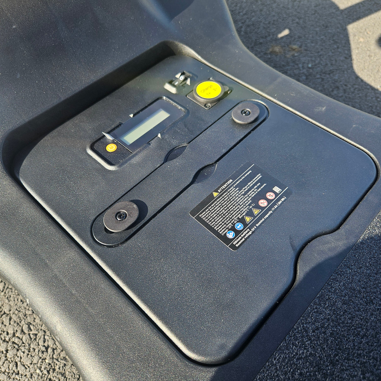 Close-up of an electric scooter's battery