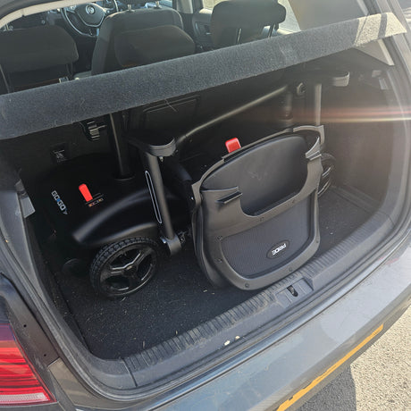 mobility scooter in car boot.
