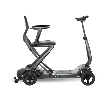 Gray electric scooter with a seat on a transparent background