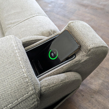 Atlas Fabric Rise Recliner Chair head and lumbar support and wireless charging