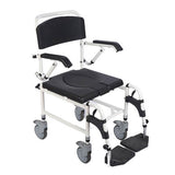 Wheeled shower commode chair with brakes