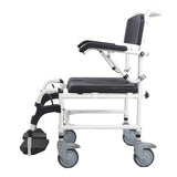 Attendant controlled wheeled shower commode chair