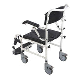 Attendant controlled wheeled shower commode chair
