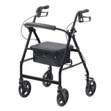 Lightweight Aluminium folding rollator Black 18cm wheels