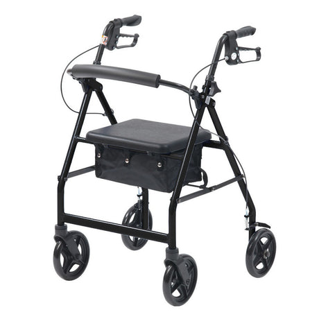 Lightweight Aluminium folding rollator Black 18cm wheels